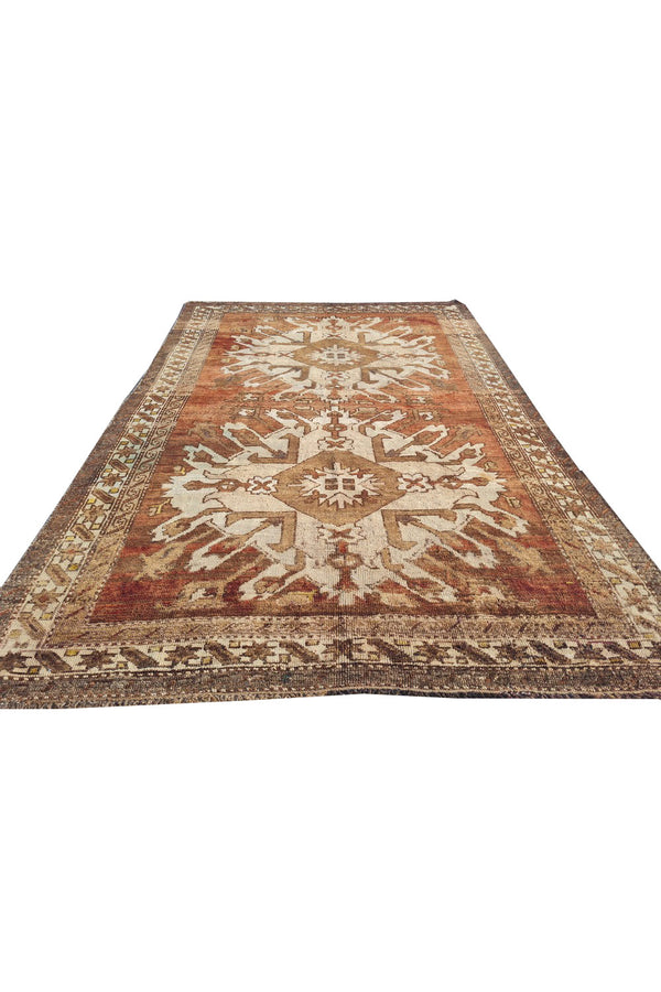 Authentic Hand Knotted Antique Kurdi Wool Area Rug 7.5 x 4.8 Ft (1196 Ger-4)