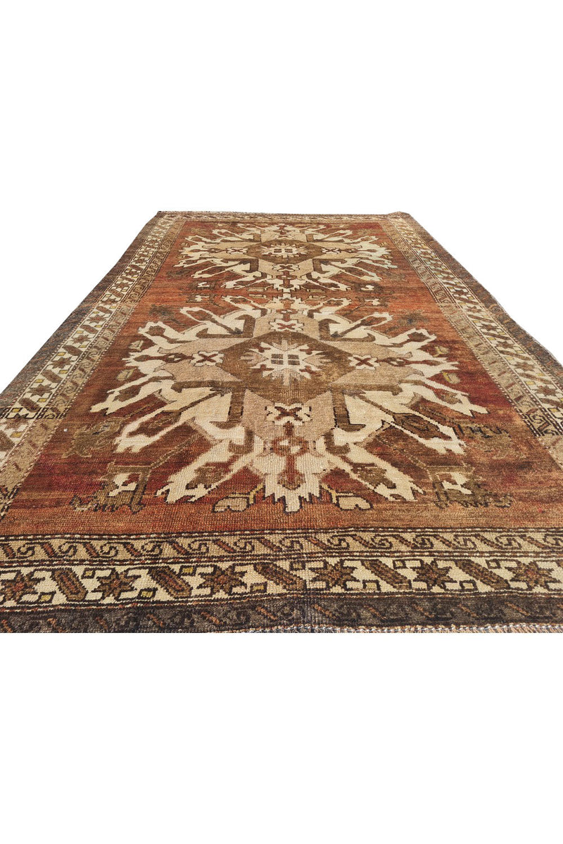 Authentic Hand Knotted Antique Kurdi Wool Area Rug 7.5 x 4.8 Ft (1196 Ger-4)