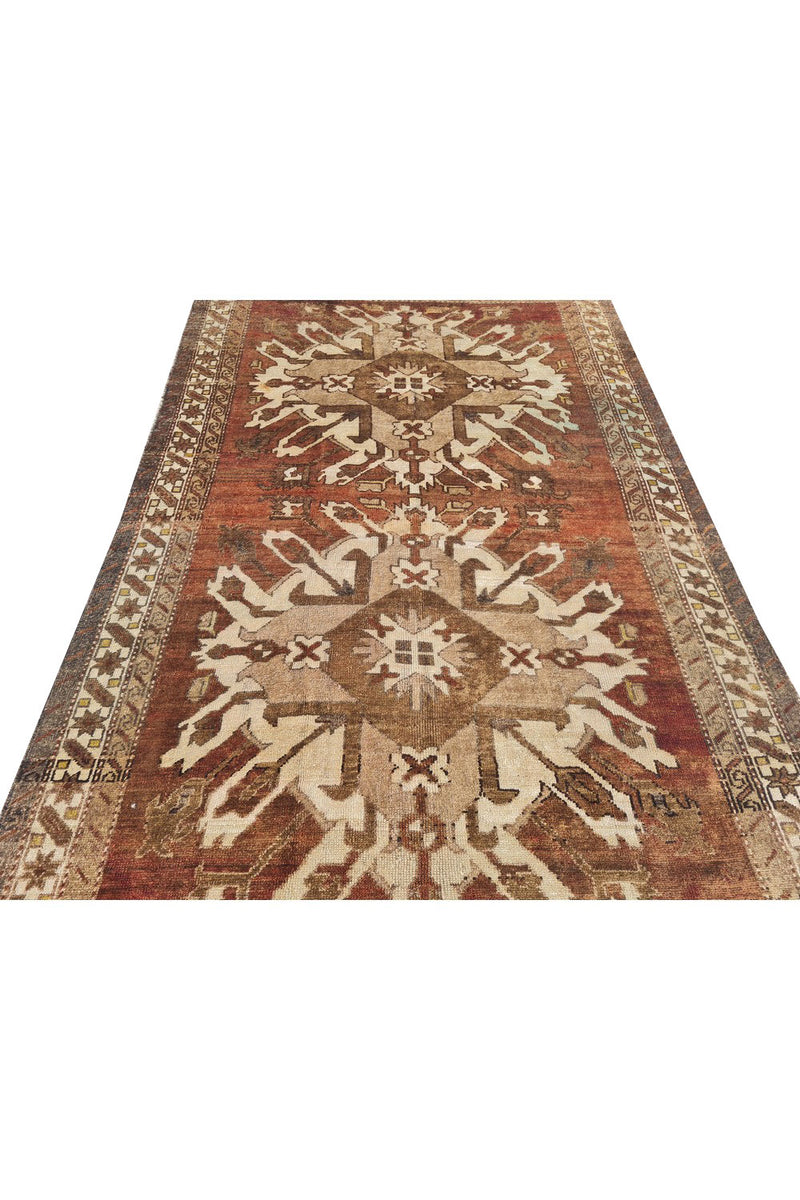 Authentic Hand Knotted Antique Kurdi Wool Area Rug 7.5 x 4.8 Ft (1196 Ger-4)
