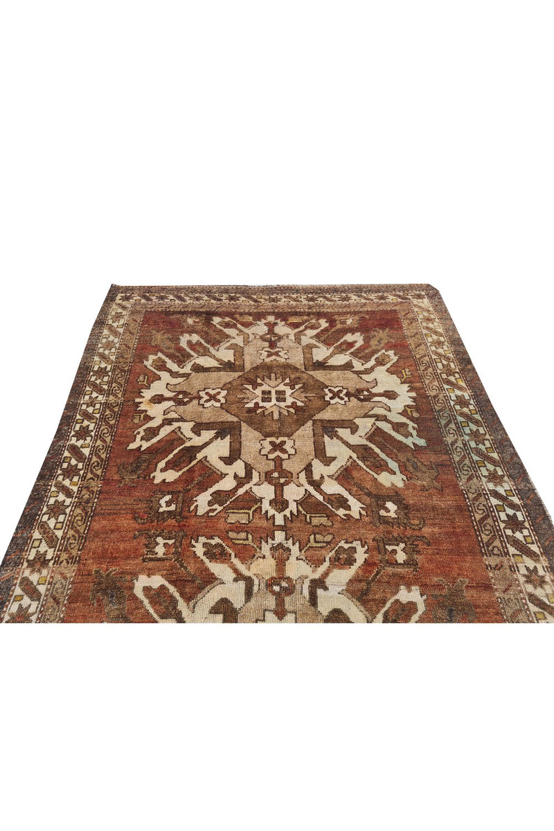 Authentic Hand Knotted Antique Kurdi Wool Area Rug 7.5 x 4.8 Ft (1196 Ger-4)