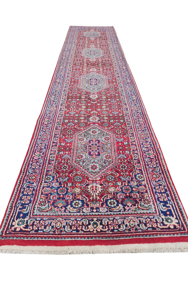 Amazing Hand Knotted Vintage Bijour Wool Area Runner Rug 12 x 3 Ft