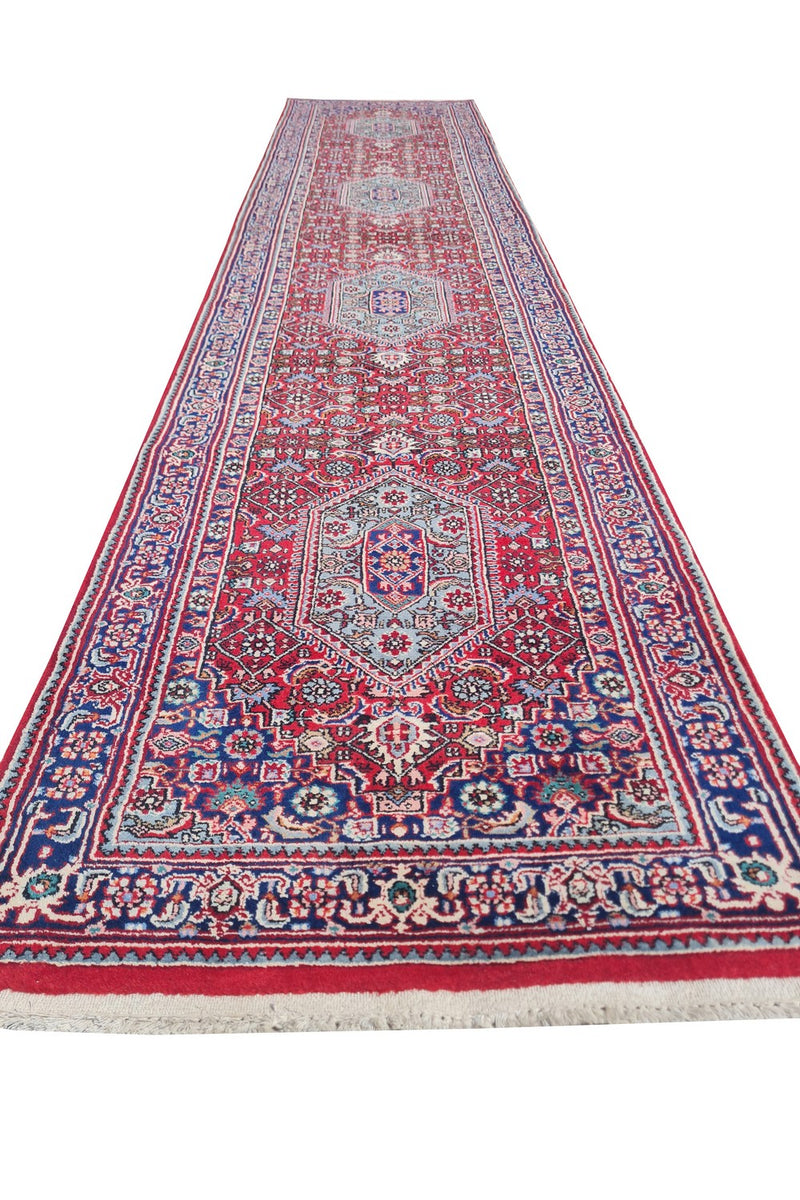 Amazing Hand Knotted Vintage Bijour Wool Area Runner Rug 12 x 3 Ft