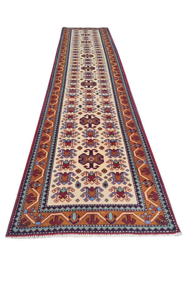Amazing Hand Knotted Vintage Azarbaijan Wool Area Runner Rug 10.6 x 2.5 Ft