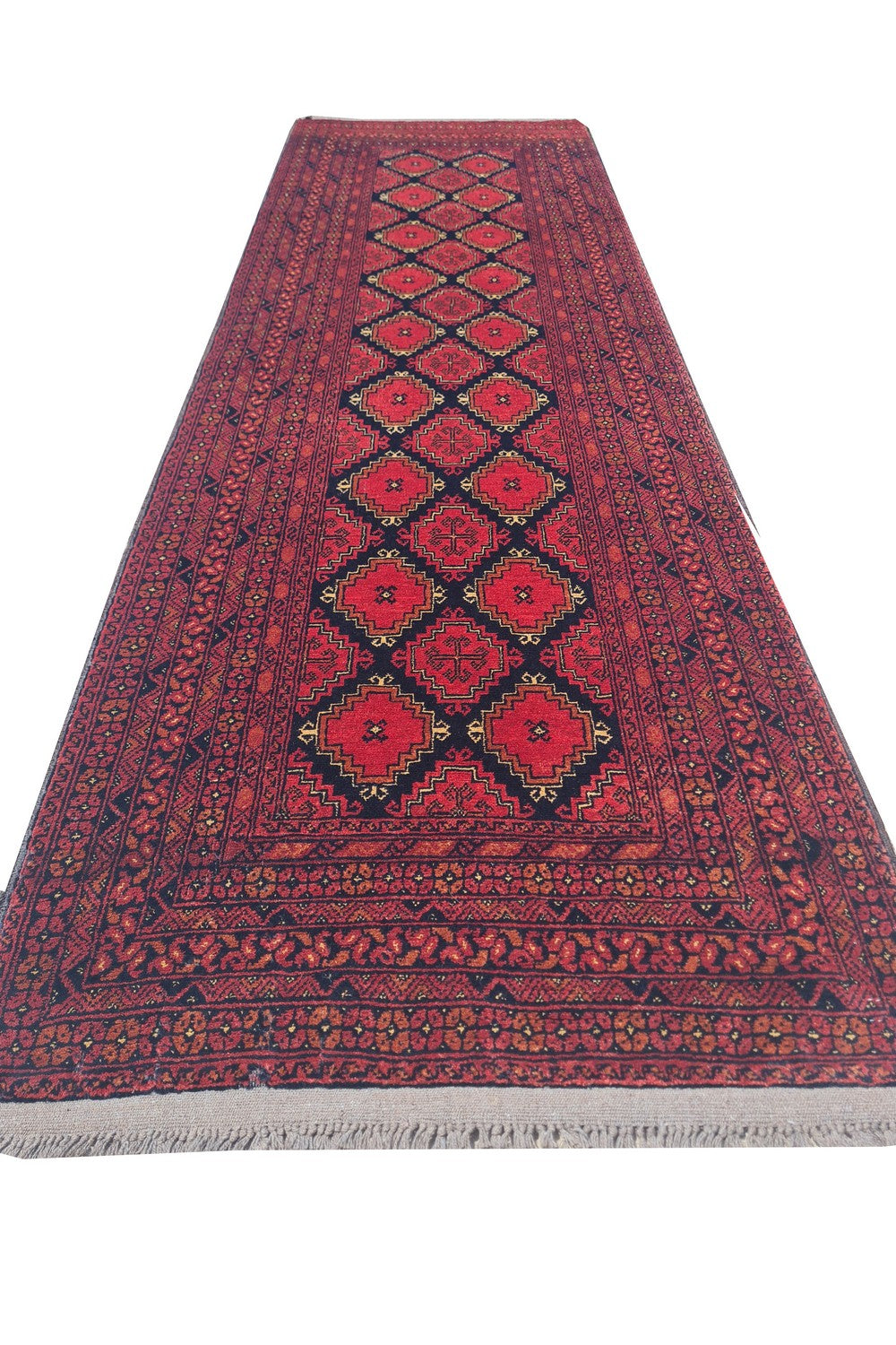 Amazing Hand Knotted Vintage Khuduz Waziri Wool Area Runner Rug 9 x 3 Ft
