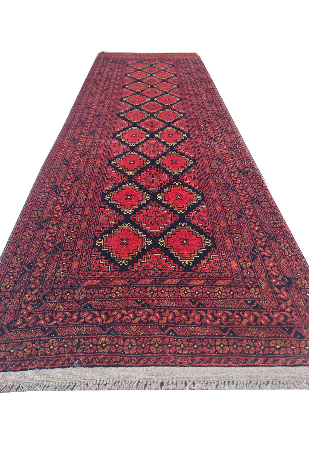 Amazing Hand Knotted Vintage Khuduz Waziri Wool Area Runner Rug 9 x 3 Ft