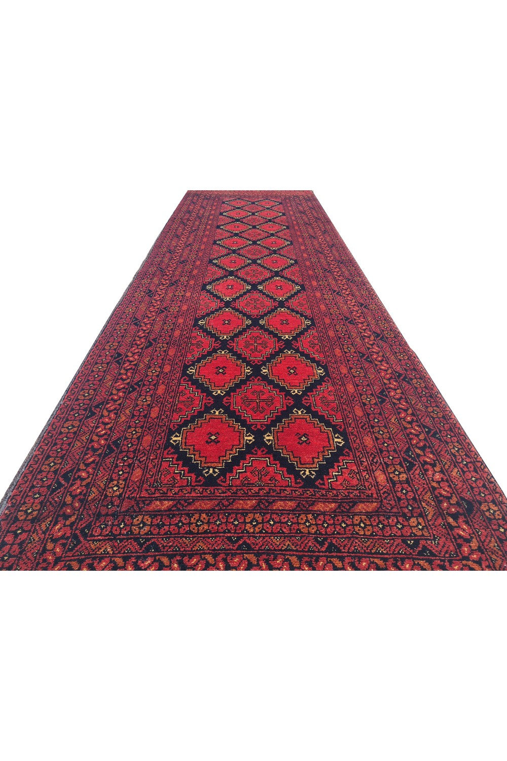 Amazing Hand Knotted Vintage Khuduz Waziri Wool Area Runner Rug 9 x 3 Ft