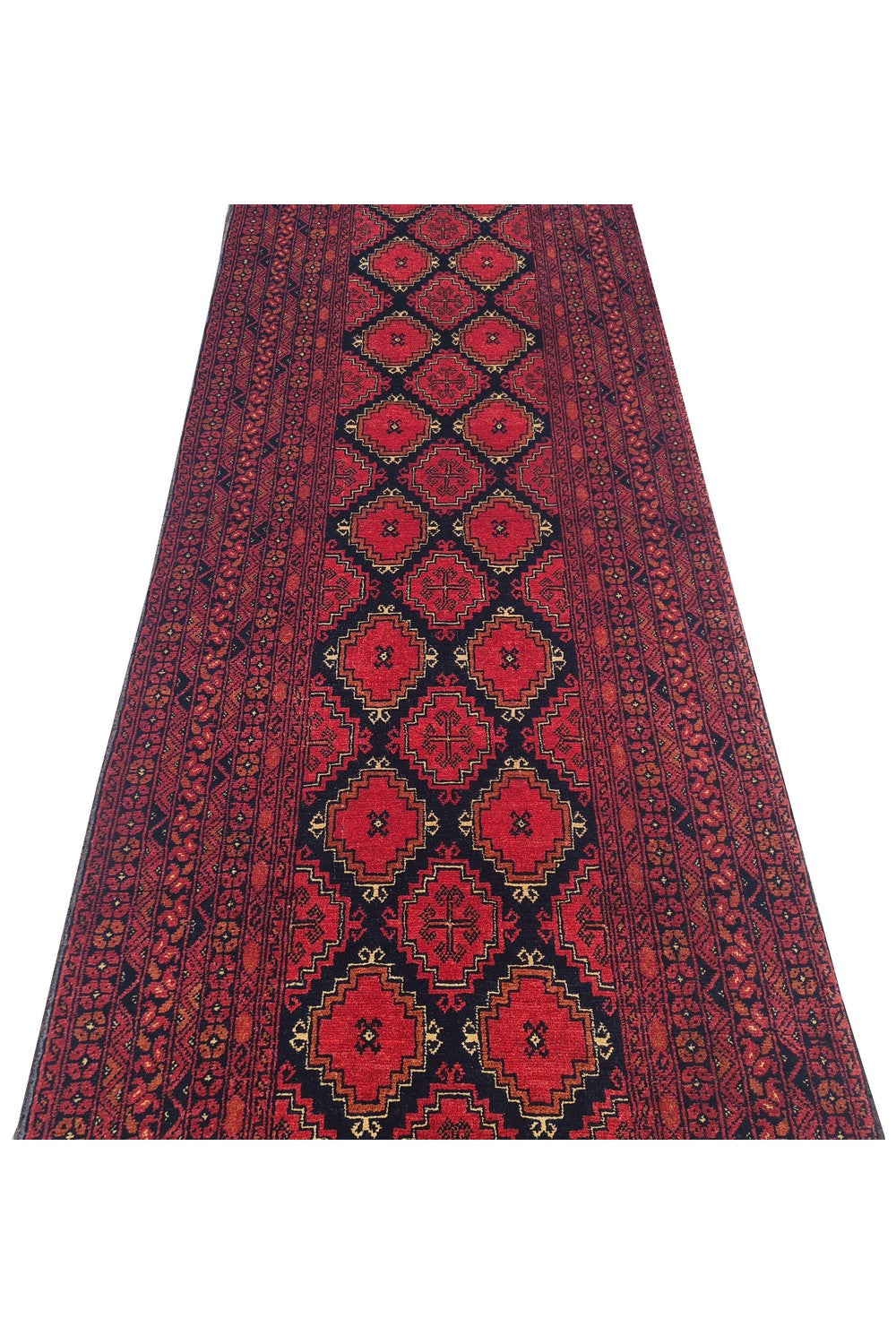 Amazing Hand Knotted Vintage Khuduz Waziri Wool Area Runner Rug 9 x 3 Ft