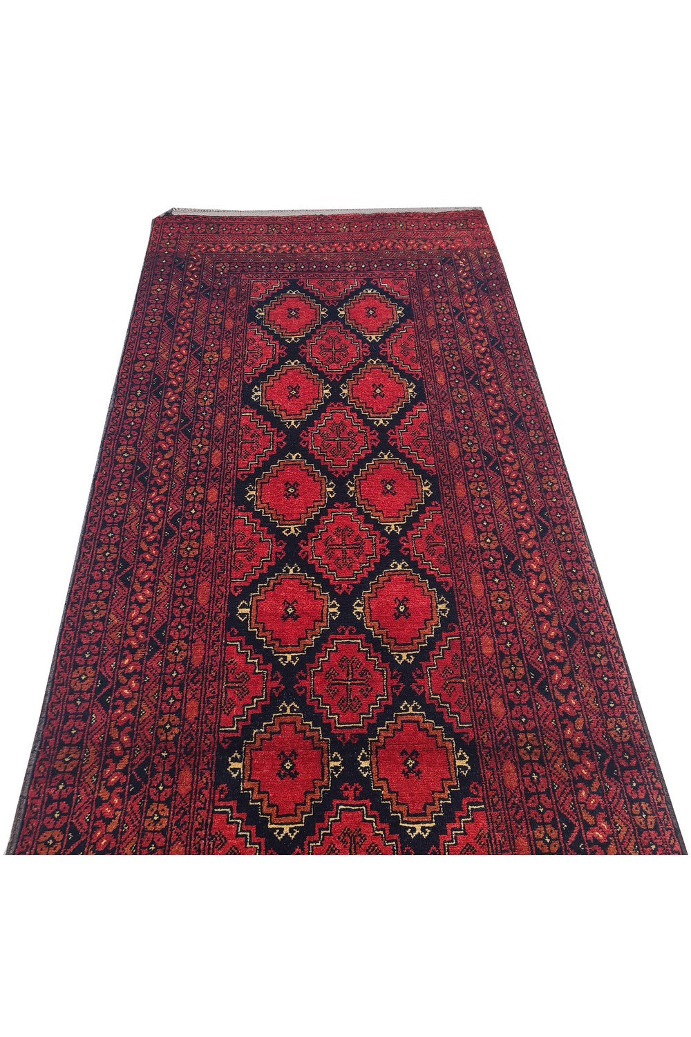 Amazing Hand Knotted Vintage Khuduz Waziri Wool Area Runner Rug 9 x 3 Ft