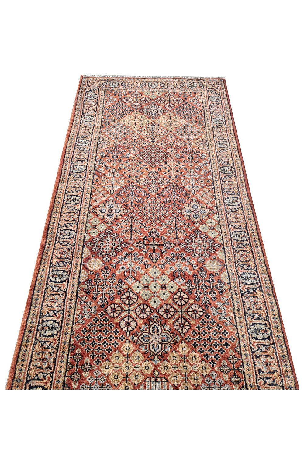 Amazing Hand Knotted Vintage Indo Wool Area Runner Rug 12 x 3 Ft