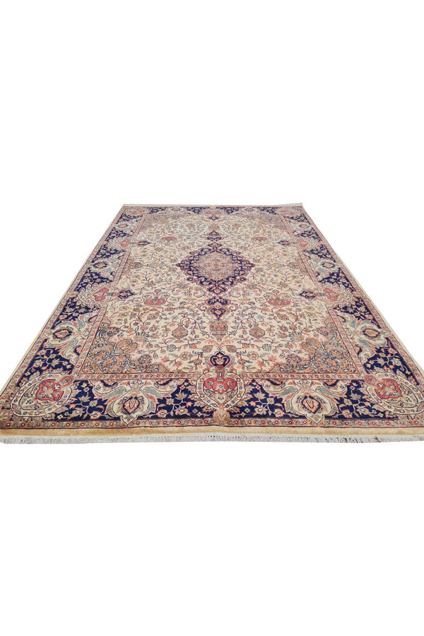 Authentic Hand Knotted Vintage Tabreez Wool Area Rug 8.2 x 5.8 Ft (1390 Ger-4)