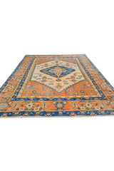 Authentic Hand Knotted Antique Kurdi Wool Area Rug 7.7 x 6.8 Ft (1392 Ger-4)