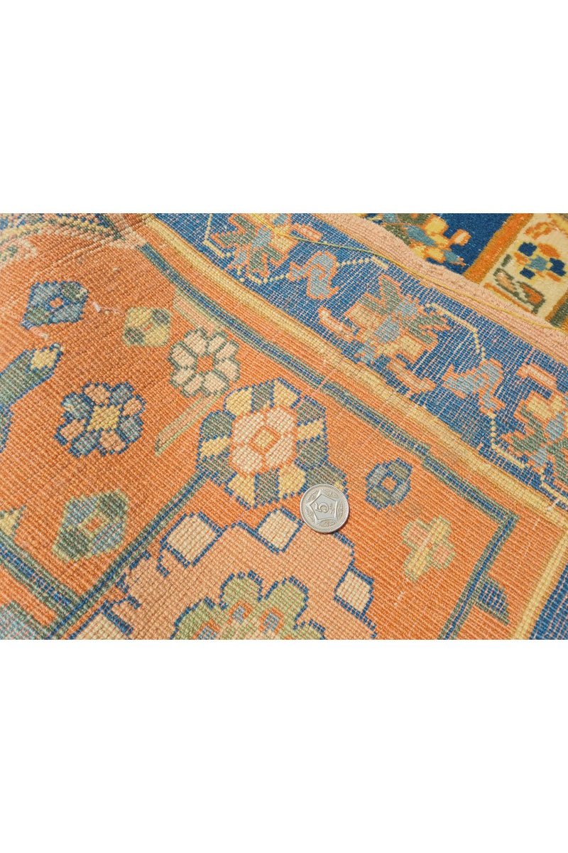 Authentic Hand Knotted Antique Kurdi Wool Area Rug 7.7 x 6.8 Ft (1392 Ger-4)