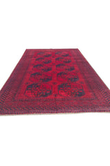 Authentic Hand Knotted Antique Afghan Turkmen Felpah Wool Area Rug 7.7 x 5.7 Ft (1400 Ger-4)