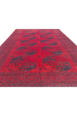Authentic Hand Knotted Antique Afghan Turkmen Felpah Wool Area Rug 7.7 x 5.7 Ft (1400 Ger-4)