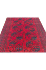 Authentic Hand Knotted Antique Afghan Turkmen Felpah Wool Area Rug 7.7 x 5.7 Ft (1400 Ger-4)
