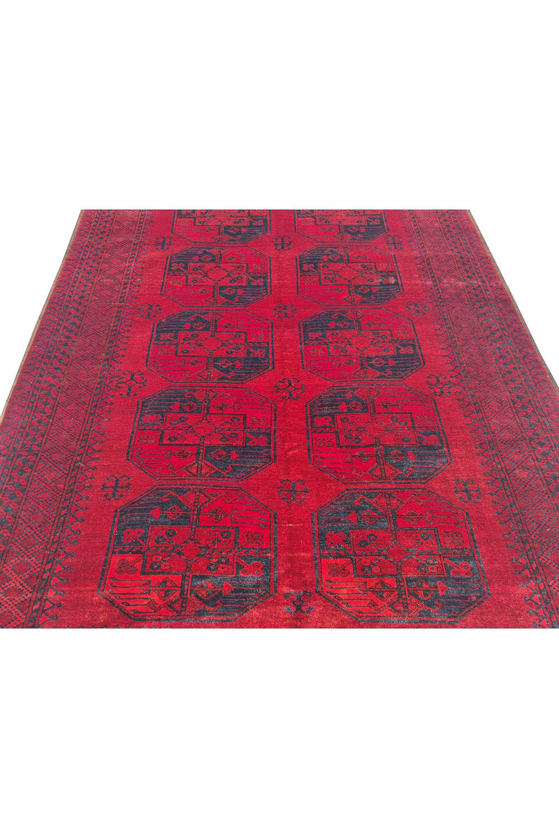 Authentic Hand Knotted Antique Afghan Turkmen Felpah Wool Area Rug 7.7 x 5.7 Ft (1400 Ger-4)