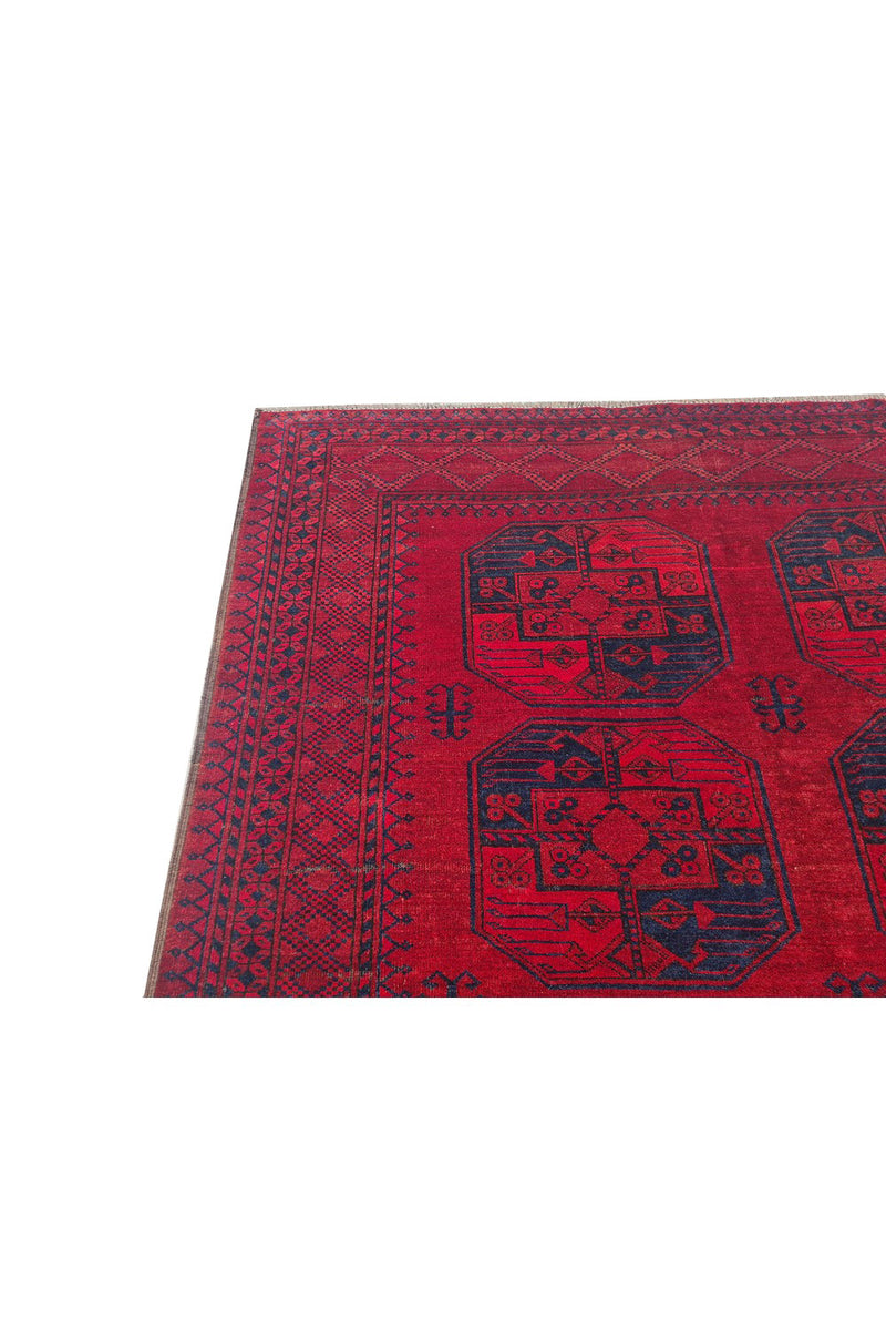 Authentic Hand Knotted Antique Afghan Turkmen Felpah Wool Area Rug 7.7 x 5.7 Ft (1400 Ger-4)