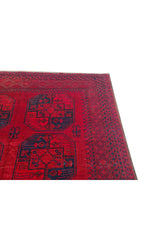 Authentic Hand Knotted Antique Afghan Turkmen Felpah Wool Area Rug 7.7 x 5.7 Ft (1400 Ger-4)