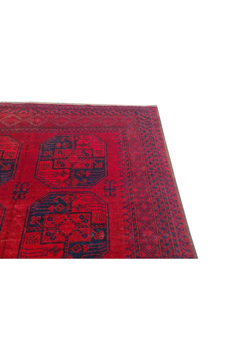 Authentic Hand Knotted Antique Afghan Turkmen Felpah Wool Area Rug 7.7 x 5.7 Ft (1400 Ger-4)