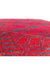 Authentic Hand Knotted Antique Afghan Turkmen Felpah Wool Area Rug 7.7 x 5.7 Ft (1400 Ger-4)