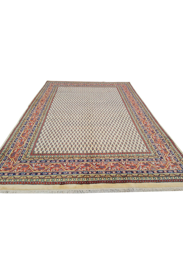 Authentic Hand Knotted Vintage Badam Gul Wool Area Rug 7.11 x 5.5 Ft (1422 Ger-4)