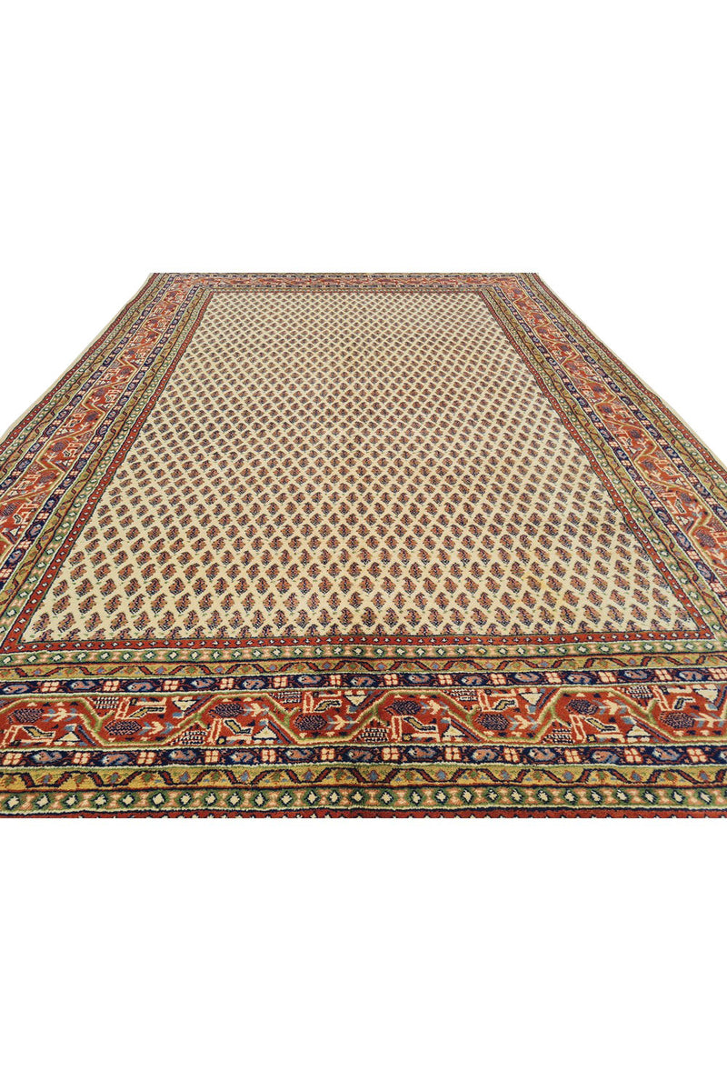 Authentic Hand Knotted Vintage Badam Gul Wool Area Rug 7.11 x 5.5 Ft (1422 Ger-4)