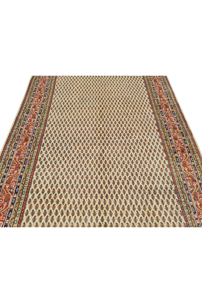 Authentic Hand Knotted Vintage Badam Gul Wool Area Rug 7.11 x 5.5 Ft (1422 Ger-4)