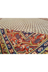 Authentic Hand Knotted Vintage Badam Gul Wool Area Rug 7.11 x 5.5 Ft (1422 Ger-4)
