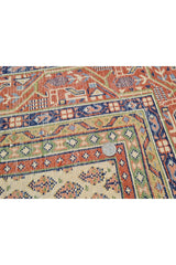 Authentic Hand Knotted Vintage Badam Gul Wool Area Rug 7.11 x 5.5 Ft (1422 Ger-4)