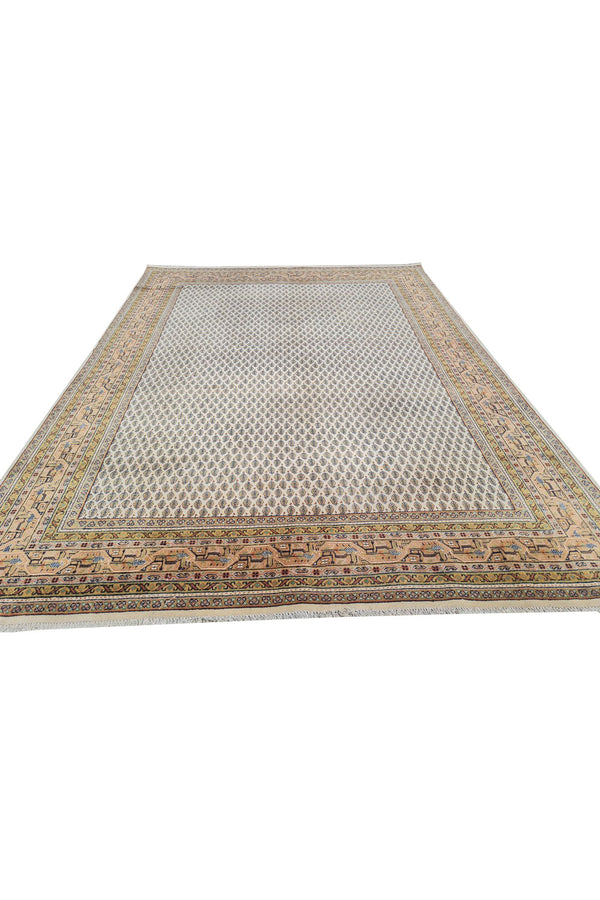 Authentic Hand Knotted Vintage Badam Gul Wool Area Rug 7.10 x 5.7 Ft (1424 Ger-4)