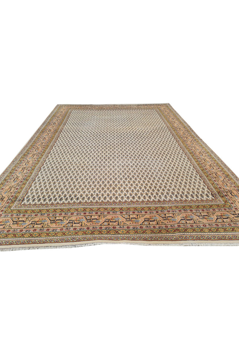 Authentic Hand Knotted Vintage Badam Gul Wool Area Rug 7.10 x 5.7 Ft (1424 Ger-4)
