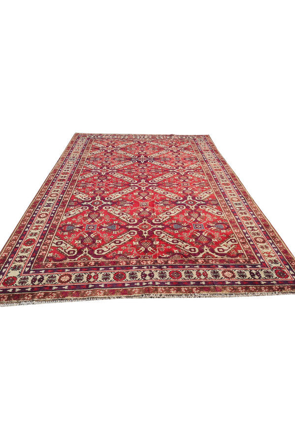 Authentic Hand Knotted Vintage Azarbaijan Wool Area Rug 7.8 x 5.5 Ft (1426 Ger-4)