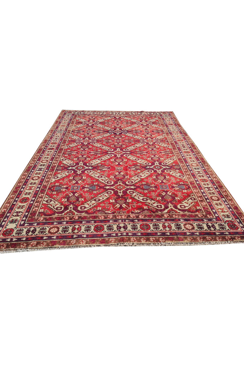 Authentic Hand Knotted Vintage Azarbaijan Wool Area Rug 7.8 x 5.5 Ft (1426 Ger-4)
