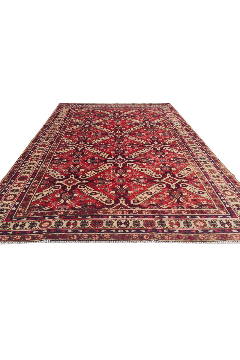 Authentic Hand Knotted Vintage Azarbaijan Wool Area Rug 7.8 x 5.5 Ft (1426 Ger-4)