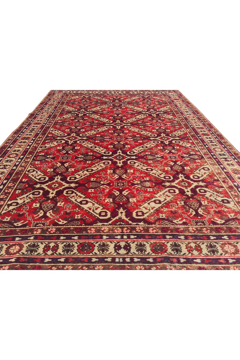 Authentic Hand Knotted Vintage Azarbaijan Wool Area Rug 7.8 x 5.5 Ft (1426 Ger-4)