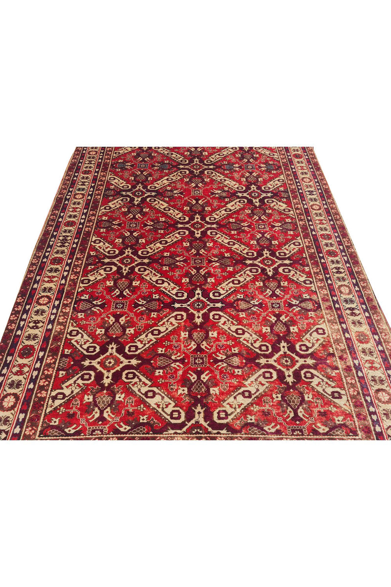 Authentic Hand Knotted Vintage Azarbaijan Wool Area Rug 7.8 x 5.5 Ft (1426 Ger-4)