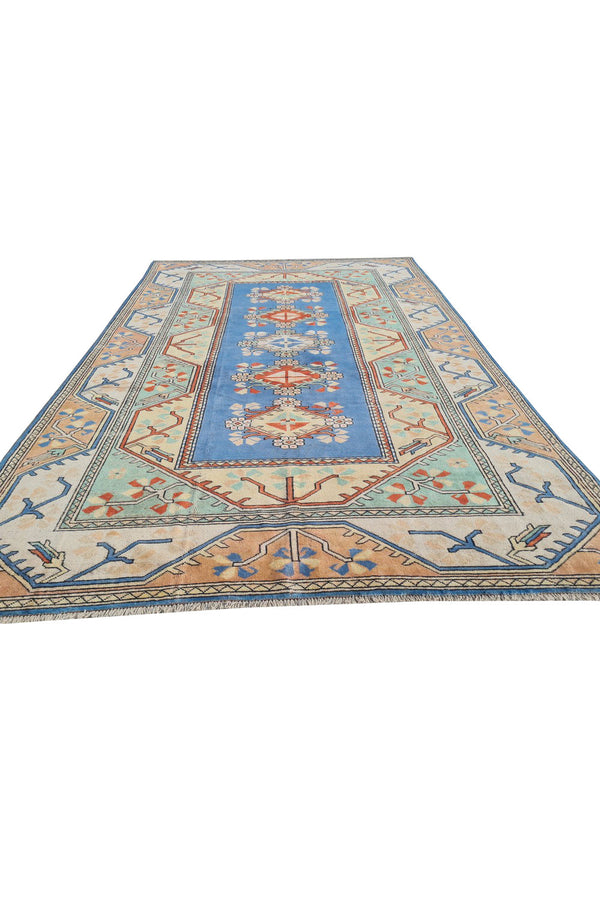 Authentic Hand Knotted Vintage Kurdi Wool Area Rug 10.1 x 6.8 Ft (1427 Ger-4)
