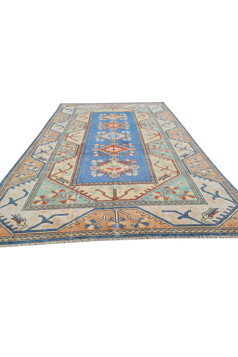Authentic Hand Knotted Vintage Kurdi Wool Area Rug 10.1 x 6.8 Ft (1427 Ger-4)