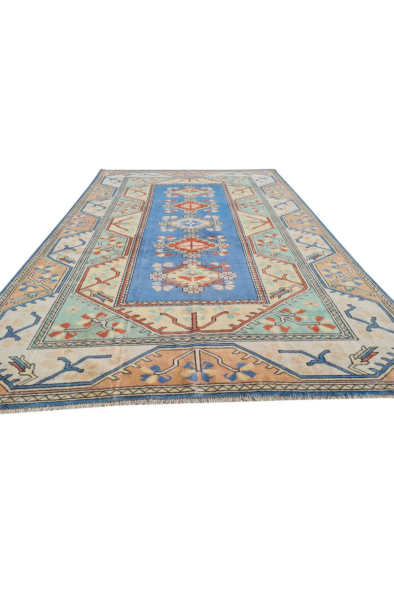 Authentic Hand Knotted Vintage Kurdi Wool Area Rug 10.1 x 6.8 Ft (1427 Ger-4)