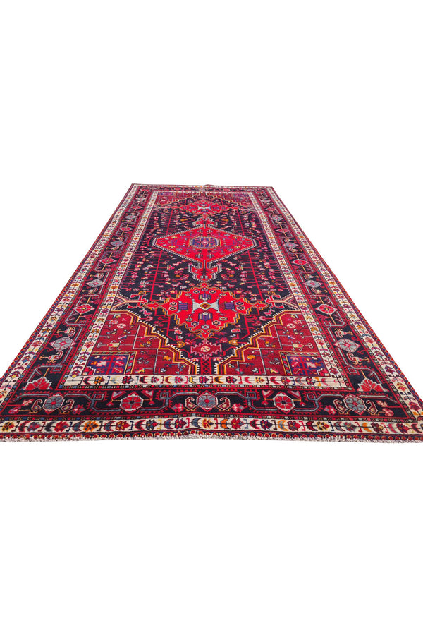 Authentic Hand Knotted Vintage Hamidoun Wool Area Rug 10.10 x 5.4 Ft (1430 Ger-4)