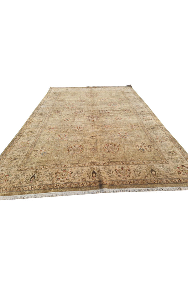 Authentic Hand Knotted Vintage Indo Chobi Wool Area Rug 9.9 x 6.6 Ft (1431 Ger-4)