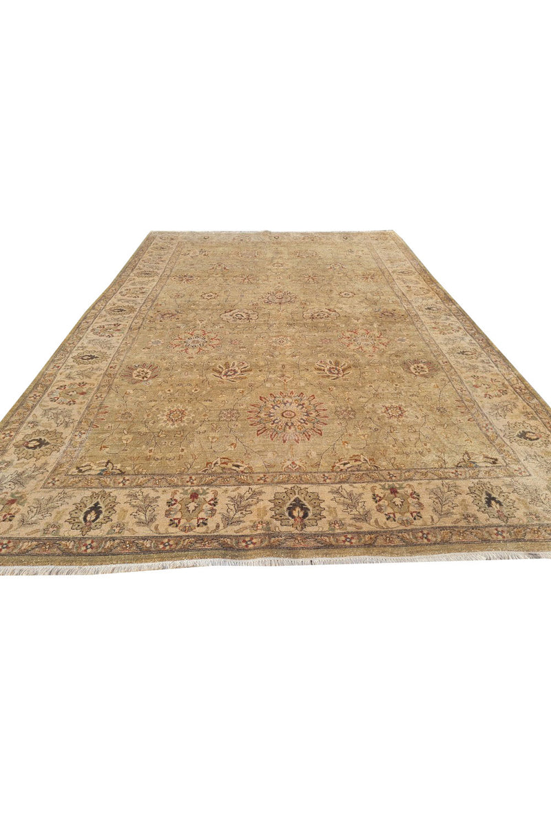 Authentic Hand Knotted Vintage Indo Chobi Wool Area Rug 9.9 x 6.6 Ft (1431 Ger-4)