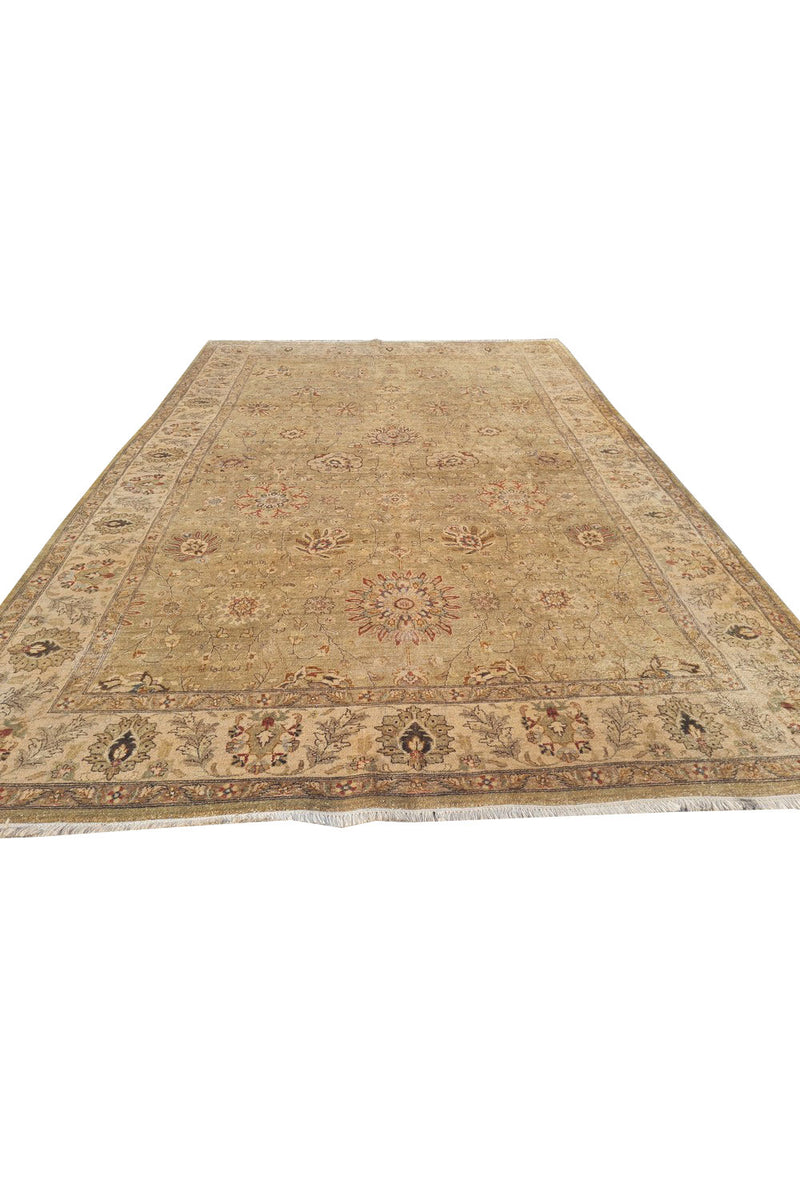 Authentic Hand Knotted Vintage Indo Chobi Wool Area Rug 9.9 x 6.6 Ft (1431 Ger-4)