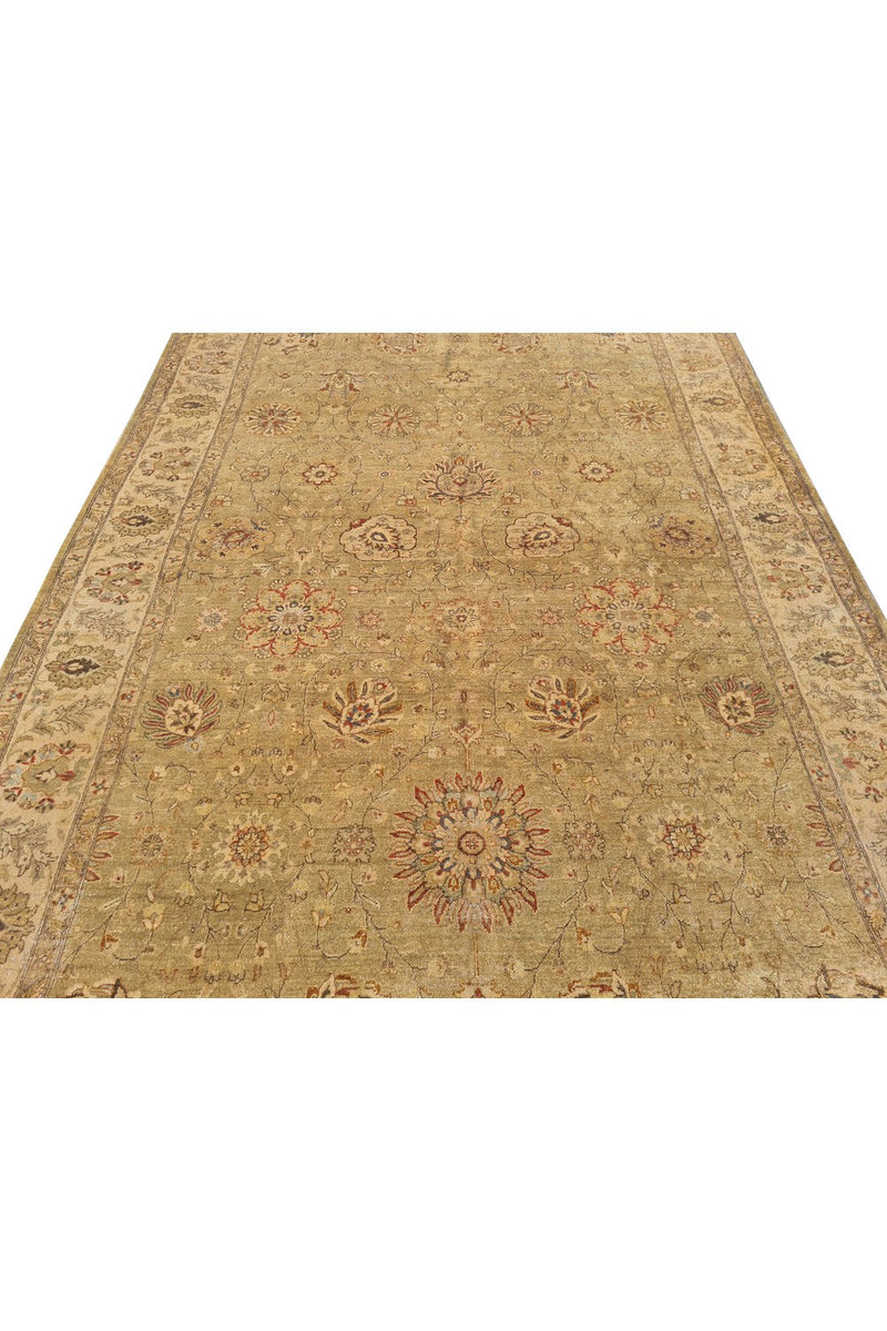 Authentic Hand Knotted Vintage Indo Chobi Wool Area Rug 9.9 x 6.6 Ft (1431 Ger-4)