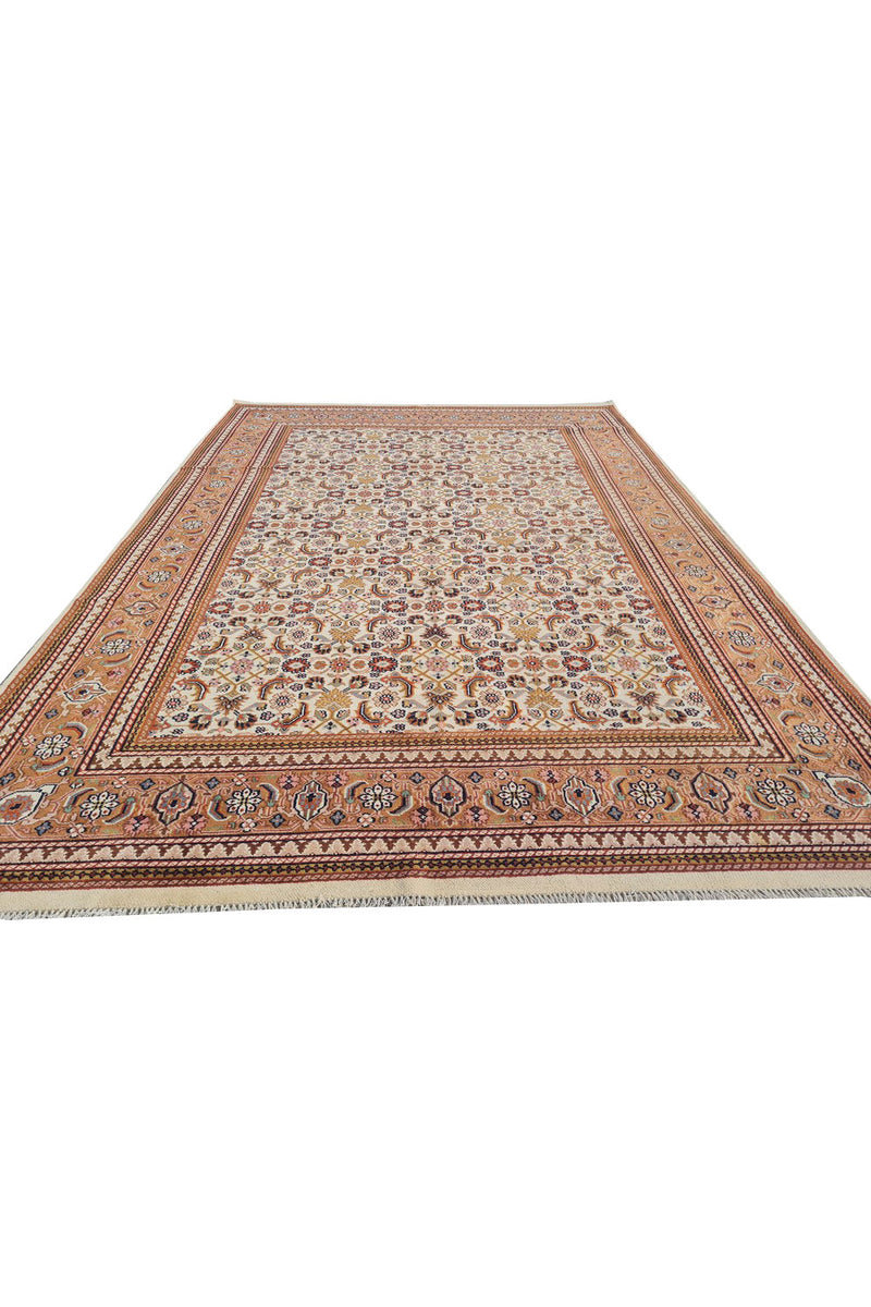 Authentic Hand Knotted Vintage Indo Wool Area Rug 9.7 x 6.6 Ft (1440 Ger-4)