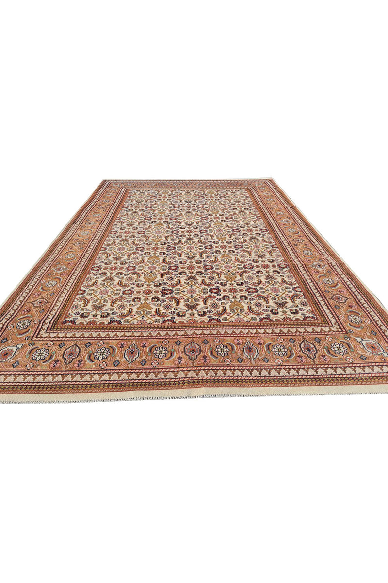 Authentic Hand Knotted Vintage Indo Wool Area Rug 9.7 x 6.6 Ft (1440 Ger-4)