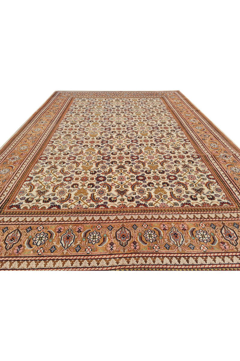 Authentic Hand Knotted Vintage Indo Wool Area Rug 9.7 x 6.6 Ft (1440 Ger-4)