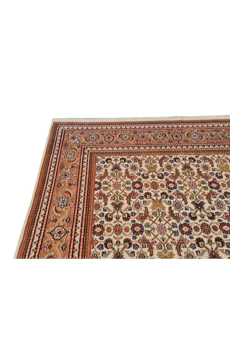 Authentic Hand Knotted Vintage Indo Wool Area Rug 9.7 x 6.6 Ft (1440 Ger-4)