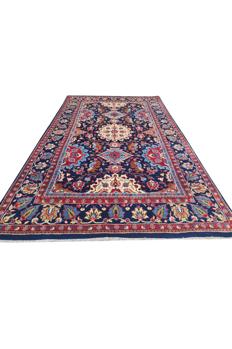 Authentic Hand Knotted Vintage Saroukh Wool Area Rug 7.7 x 4.6 Ft (1442 Ger-4)
