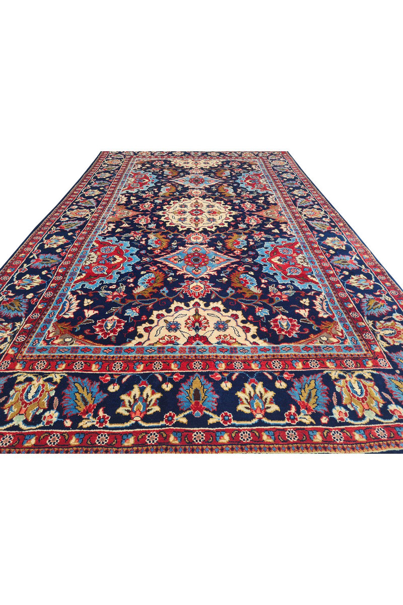 Authentic Hand Knotted Vintage Saroukh Wool Area Rug 7.7 x 4.6 Ft (1442 Ger-4)